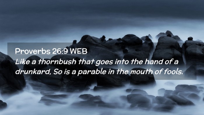 Picture 02 - Proverbs 26:9 WEB Desktop Wallpaper - Like a thornbush that goes into the hand of a - Desktop Bible Verse Wallpaper