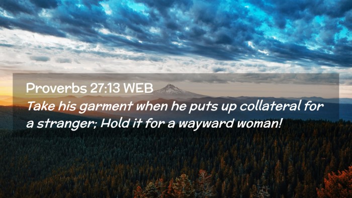 Picture 02 - Proverbs 27:13 WEB Desktop Wallpaper - Take his garment when he puts up collateral for a - Desktop Bible Verse Wallpaper
