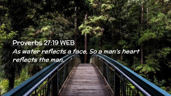 Picture 02 - Proverbs 27:19 WEB Desktop Wallpaper - As water reflects a face, So a man's heart - Desktop Bible Verse Wallpaper