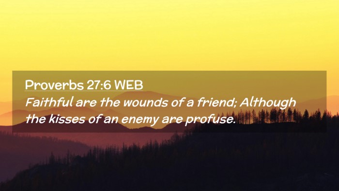 Picture 02 - Proverbs 27:6 WEB Desktop Wallpaper - Faithful are the wounds of a friend; Although the - Desktop Bible Verse Wallpaper