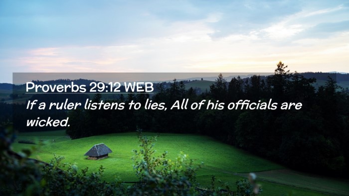 Picture 02 - Proverbs 29:12 WEB Desktop Wallpaper - If a ruler listens to lies, All of his officials - Desktop Bible Verse Wallpaper
