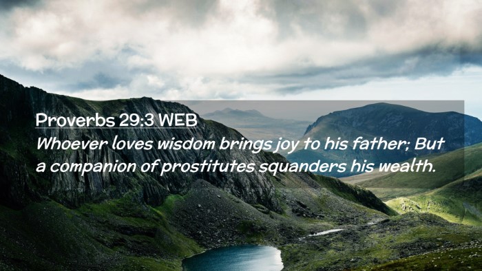 Picture 02 - Proverbs 29:3 WEB Desktop Wallpaper - Whoever loves wisdom brings joy to his father; - Desktop Bible Verse Wallpaper