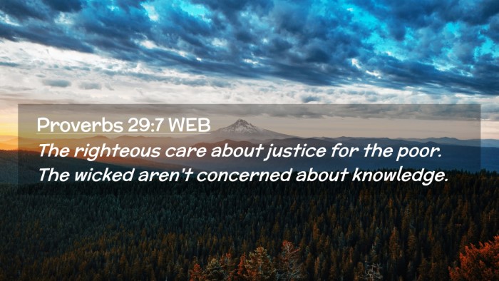 Picture 02 - Proverbs 29:7 WEB Desktop Wallpaper - The righteous care about justice for the poor. - Desktop Bible Verse Wallpaper