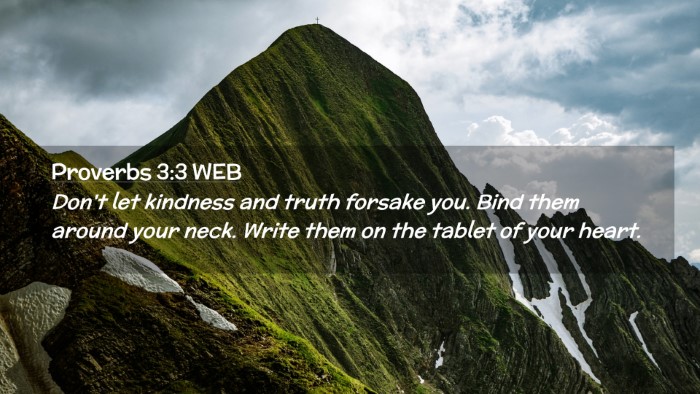 Picture 02 - Proverbs 3:3 WEB Desktop Wallpaper - Don't let kindness and truth forsake you. Bind - Desktop Bible Verse Wallpaper