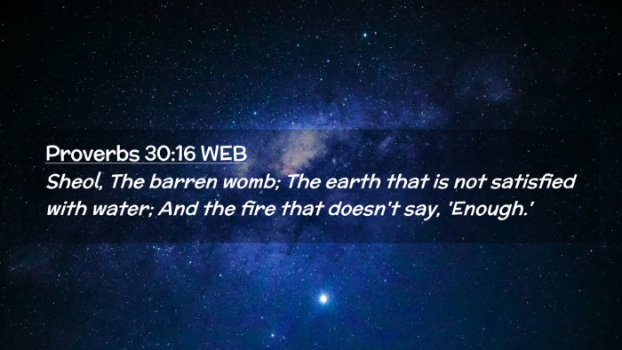 Picture 02 - Proverbs 30:16 WEB Desktop Wallpaper - Sheol, The barren womb; The earth that is not - Desktop Bible Verse Wallpaper