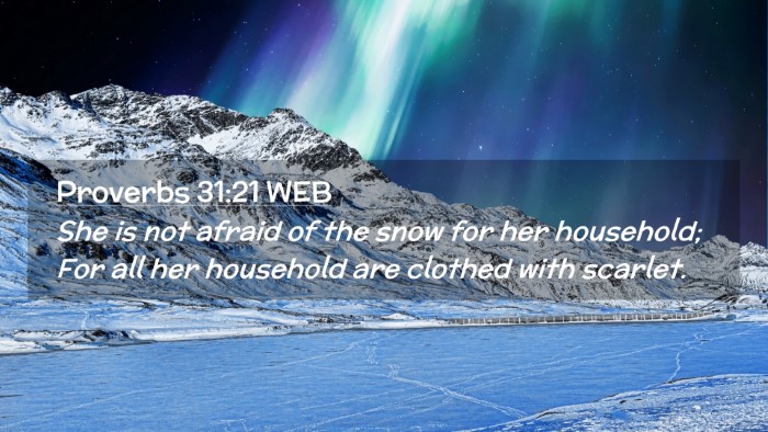 Picture 02 - Proverbs 31:21 WEB Desktop Wallpaper - She is not afraid of the snow for her household; - Desktop Bible Verse Wallpaper