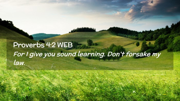 Picture 02 - Proverbs 4:2 WEB Desktop Wallpaper - For I give you sound learning. Don't forsake my - Desktop Bible Verse Wallpaper