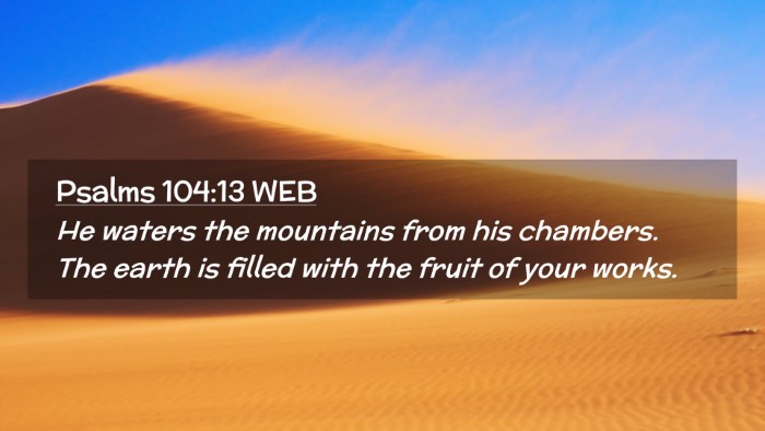 Picture 02 - Psalms 104:13 WEB Desktop Wallpaper - He waters the mountains from his chambers. The - Desktop Bible Verse Wallpaper
