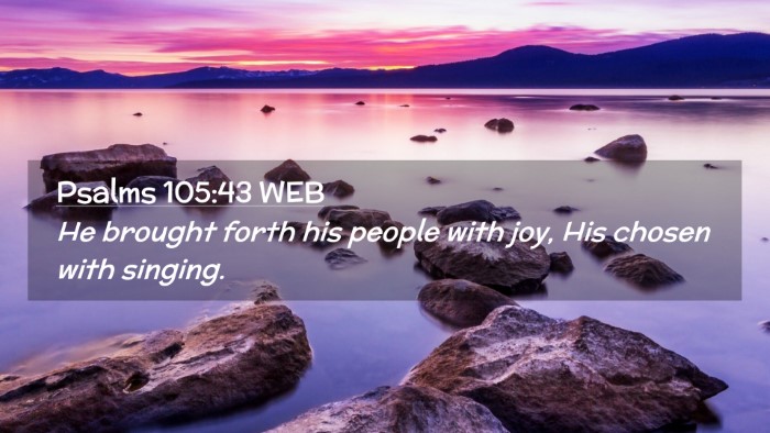 Picture 02 - Psalms 105:43 WEB Desktop Wallpaper - He brought forth his people with joy, His chosen - Desktop Bible Verse Wallpaper