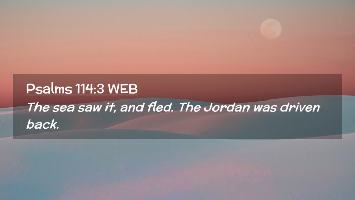 Picture 02 - Psalms 114:3 WEB Desktop Wallpaper - The sea saw it, and fled. The Jordan was driven - Desktop Bible Verse Wallpaper