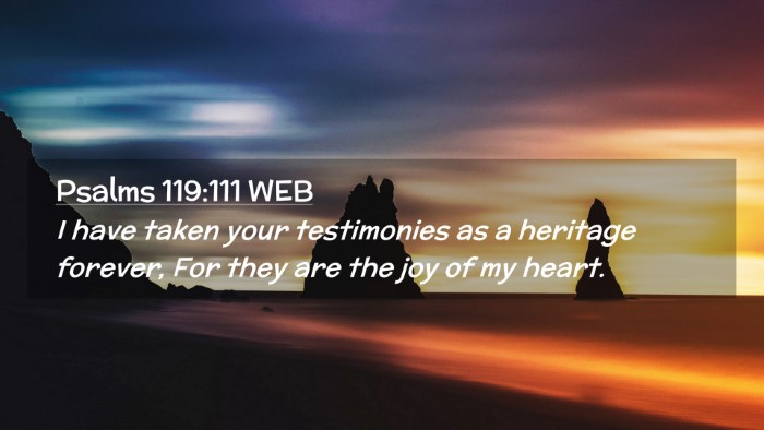Picture 02 - Psalms 119:111 WEB Desktop Wallpaper - I have taken your testimonies as a heritage - Desktop Bible Verse Wallpaper