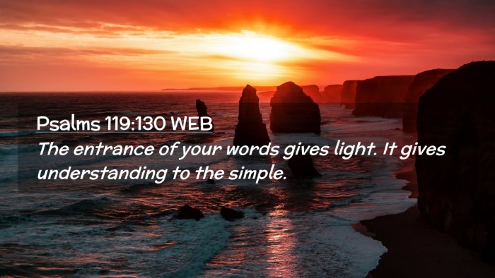 Picture 02 - Psalms 119:130 WEB Desktop Wallpaper - The entrance of your words gives light. It gives - Desktop Bible Verse Wallpaper