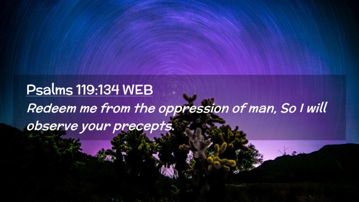 Picture 02 - Psalms 119:134 WEB Desktop Wallpaper - Redeem me from the oppression of man, So I will - Desktop Bible Verse Wallpaper