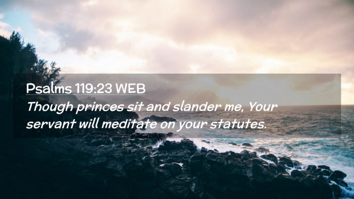 Picture 02 - Psalms 119:23 WEB Desktop Wallpaper - Though princes sit and slander me, Your servant - Desktop Bible Verse Wallpaper