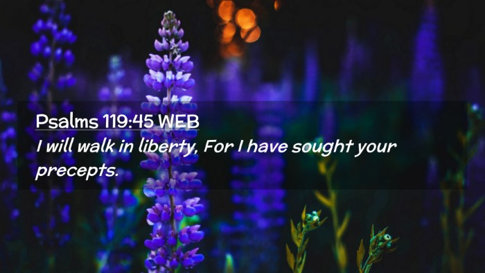 Picture 02 - Psalms 119:45 WEB Desktop Wallpaper - I will walk in liberty, For I have sought your - Desktop Bible Verse Wallpaper
