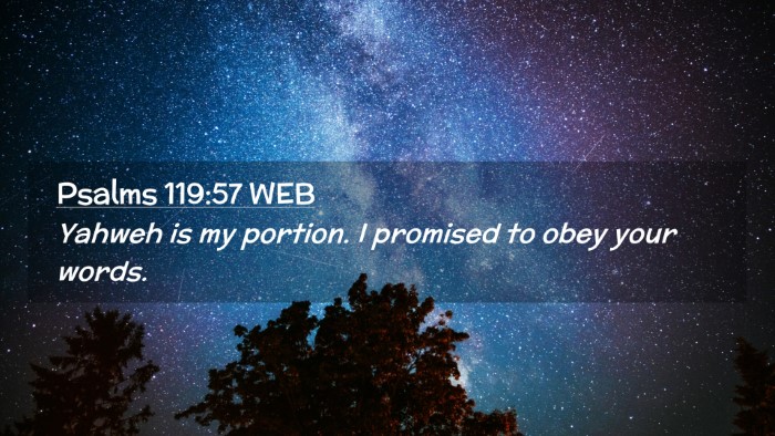 Picture 02 - Psalms 119:57 WEB Desktop Wallpaper - Yahweh is my portion. I promised to obey your - Desktop Bible Verse Wallpaper