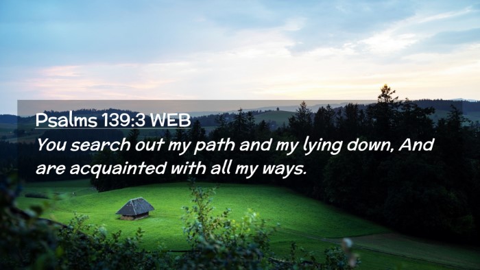 Picture 02 - Psalms 139:3 WEB Desktop Wallpaper - You search out my path and my lying down, And are - Desktop Bible Verse Wallpaper