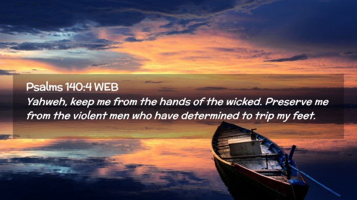 Picture 02 - Psalms 140:4 WEB Desktop Wallpaper - Yahweh, keep me from the hands of the wicked. - Desktop Bible Verse Wallpaper