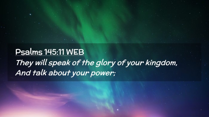 Picture 02 - Psalms 145:11 WEB Desktop Wallpaper - They will speak of the glory of your kingdom, And - Desktop Bible Verse Wallpaper