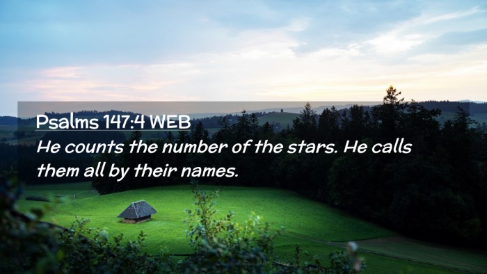 Picture 02 - Psalms 147:4 WEB Desktop Wallpaper - He counts the number of the stars. He calls them - Desktop Bible Verse Wallpaper