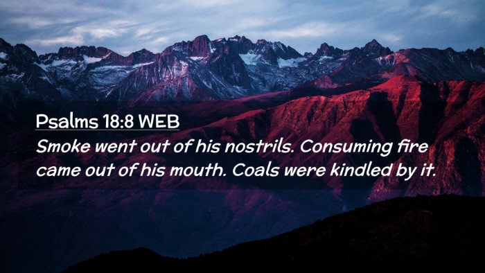Picture 02 - Psalms 18:8 WEB Desktop Wallpaper - Smoke went out of his nostrils. Consuming fire - Desktop Bible Verse Wallpaper