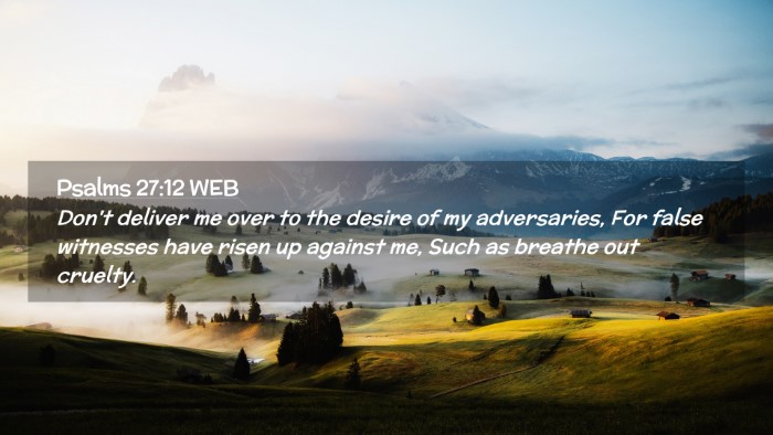 Picture 02 - Psalms 27:12 WEB Desktop Wallpaper - Don't deliver me over to the desire of my - Desktop Bible Verse Wallpaper