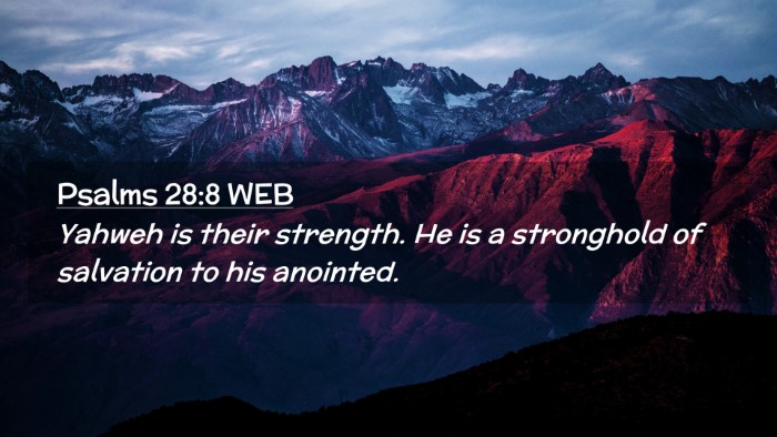 Picture 02 - Psalms 28:8 WEB Desktop Wallpaper - Yahweh is their strength. He is a stronghold of - Desktop Bible Verse Wallpaper