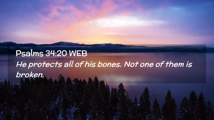 Picture 02 - Psalms 34:20 WEB Desktop Wallpaper - He protects all of his bones. Not one of them is - Desktop Bible Verse Wallpaper