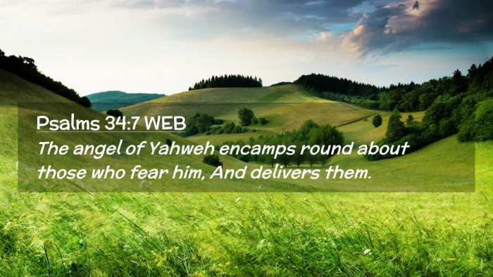 Picture 02 - Psalms 34:7 WEB Desktop Wallpaper - The angel of Yahweh encamps round about those who - Desktop Bible Verse Wallpaper