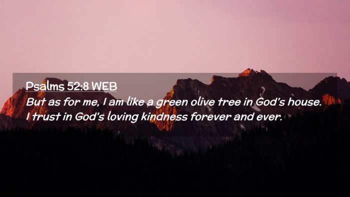 Picture 02 - Psalms 52:8 WEB Desktop Wallpaper - But as for me, I am like a green olive tree in - Desktop Bible Verse Wallpaper