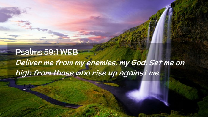 Picture 02 - Psalms 59:1 WEB Desktop Wallpaper - Deliver me from my enemies, my God. Set me on - Desktop Bible Verse Wallpaper