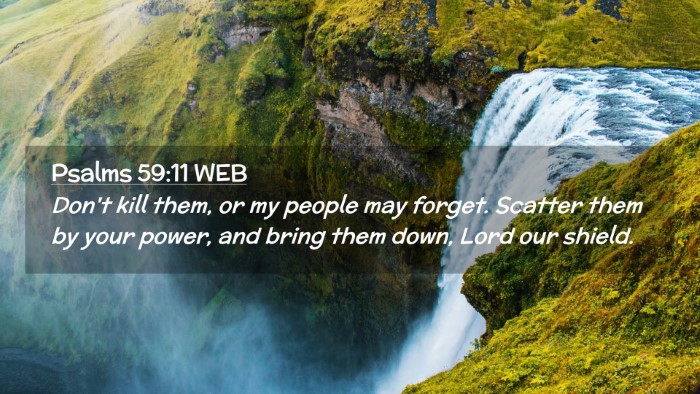 Picture 02 - Psalms 59:11 WEB Desktop Wallpaper - Don't kill them, or my people may forget. Scatter - Desktop Bible Verse Wallpaper