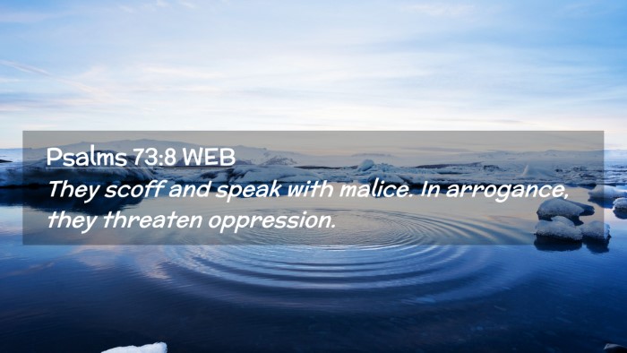 Picture 02 - Psalms 73:8 WEB Desktop Wallpaper - They scoff and speak with malice. In arrogance, - Desktop Bible Verse Wallpaper