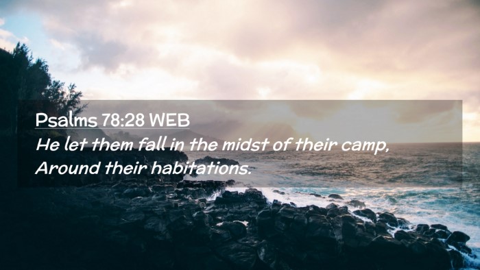 Picture 02 - Psalms 78:28 WEB Desktop Wallpaper - He let them fall in the midst of their camp, - Desktop Bible Verse Wallpaper
