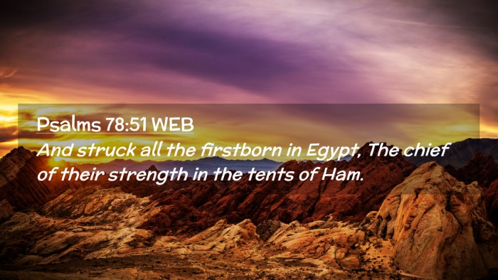 Picture 02 - Psalms 78:51 WEB Desktop Wallpaper - And struck all the firstborn in Egypt, The chief - Desktop Bible Verse Wallpaper