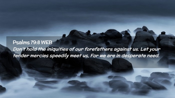 Picture 02 - Psalms 79:8 WEB Desktop Wallpaper - Don't hold the iniquities of our forefathers - Desktop Bible Verse Wallpaper