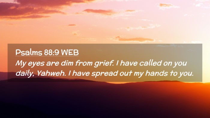 Picture 02 - Psalms 88:9 WEB Desktop Wallpaper - My eyes are dim from grief. I have called on you - Desktop Bible Verse Wallpaper