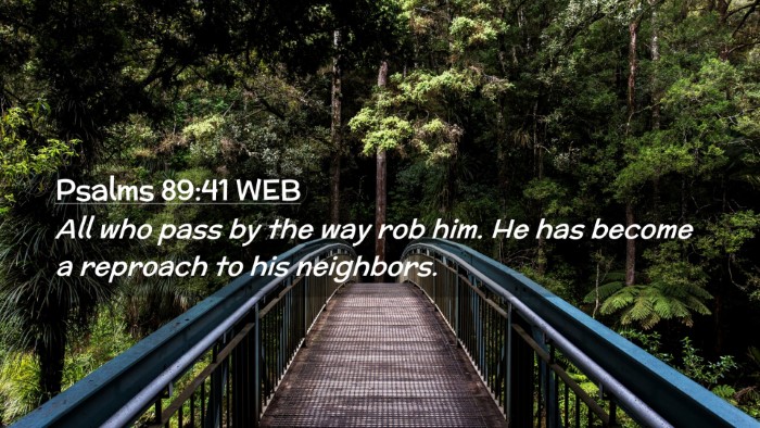 Picture 02 - Psalms 89:41 WEB Desktop Wallpaper - All who pass by the way rob him. He has become a - Desktop Bible Verse Wallpaper
