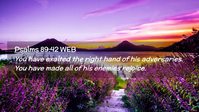 Picture 02 - Psalms 89:42 WEB Desktop Wallpaper - You have exalted the right hand of his - Desktop Bible Verse Wallpaper