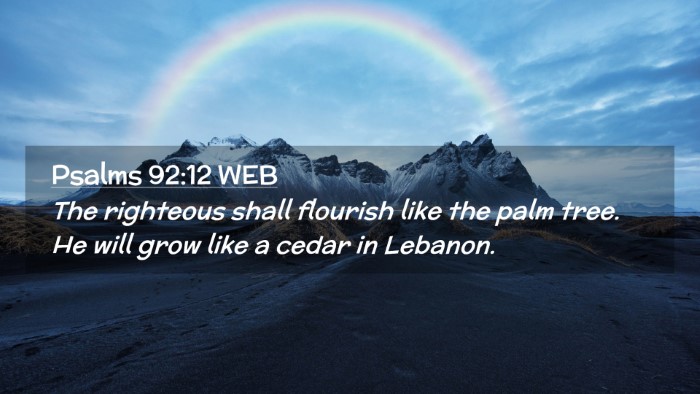 Picture 02 - Psalms 92:12 WEB Desktop Wallpaper - The righteous shall flourish like the palm tree. - Desktop Bible Verse Wallpaper