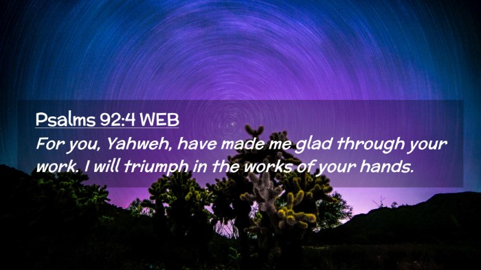 Picture 02 - Psalms 92:4 WEB Desktop Wallpaper - For you, Yahweh, have made me glad through your - Desktop Bible Verse Wallpaper