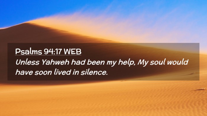 Picture 02 - Psalms 94:17 WEB Desktop Wallpaper - Unless Yahweh had been my help, My soul would - Desktop Bible Verse Wallpaper