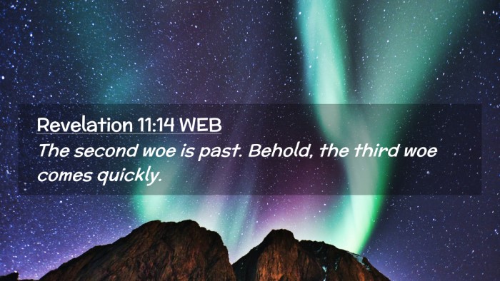 Picture 02 - Revelation 11:14 WEB Desktop Wallpaper - The second woe is past. Behold, the third woe - Desktop Bible Verse Wallpaper