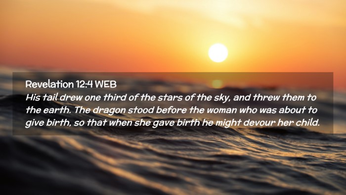 Picture 02 - Revelation 12:4 WEB Desktop Wallpaper - His tail drew one third of the stars of the sky, - Desktop Bible Verse Wallpaper
