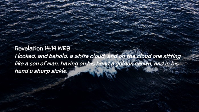 Picture 02 - Revelation 14:14 WEB Desktop Wallpaper - I looked, and behold, a white cloud; and on the - Desktop Bible Verse Wallpaper