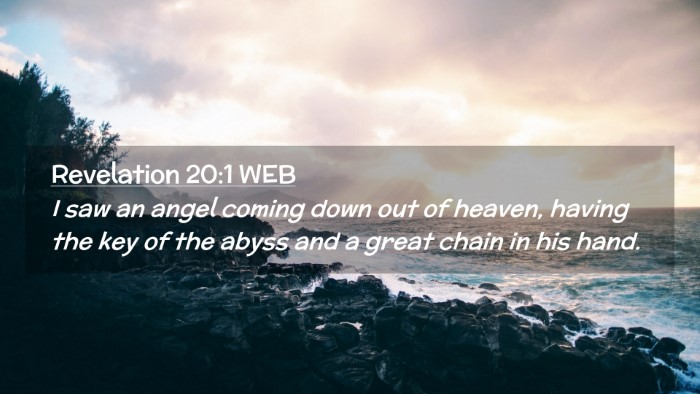 Picture 02 - Revelation 20:1 WEB Desktop Wallpaper - I saw an angel coming down out of heaven, having - Desktop Bible Verse Wallpaper