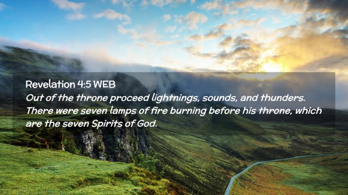 Picture 02 - Revelation 4:5 WEB Desktop Wallpaper - Out of the throne proceed lightnings, sounds, and - Desktop Bible Verse Wallpaper