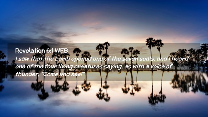 Picture 02 - Revelation 6:1 WEB Desktop Wallpaper - I saw that the Lamb opened one of the seven - Desktop Bible Verse Wallpaper