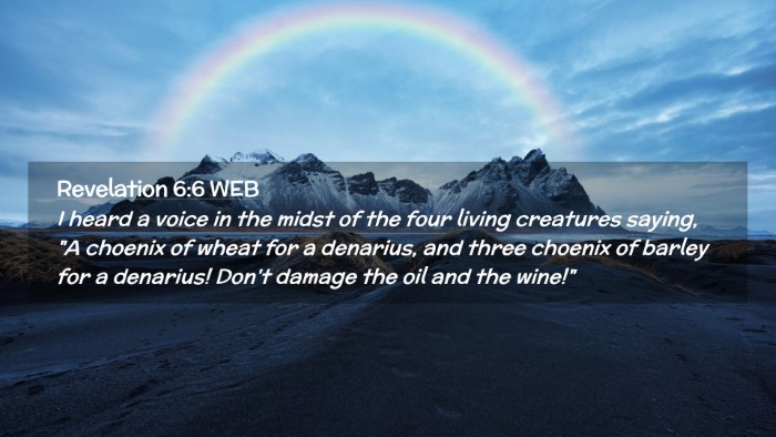 Picture 02 - Revelation 6:6 WEB Desktop Wallpaper - I heard a voice in the midst of the four living - Desktop Bible Verse Wallpaper