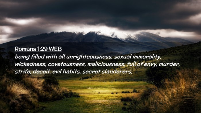 Picture 02 - Romans 1:29 WEB Desktop Wallpaper - being filled with all unrighteousness, sexual - Desktop Bible Verse Wallpaper